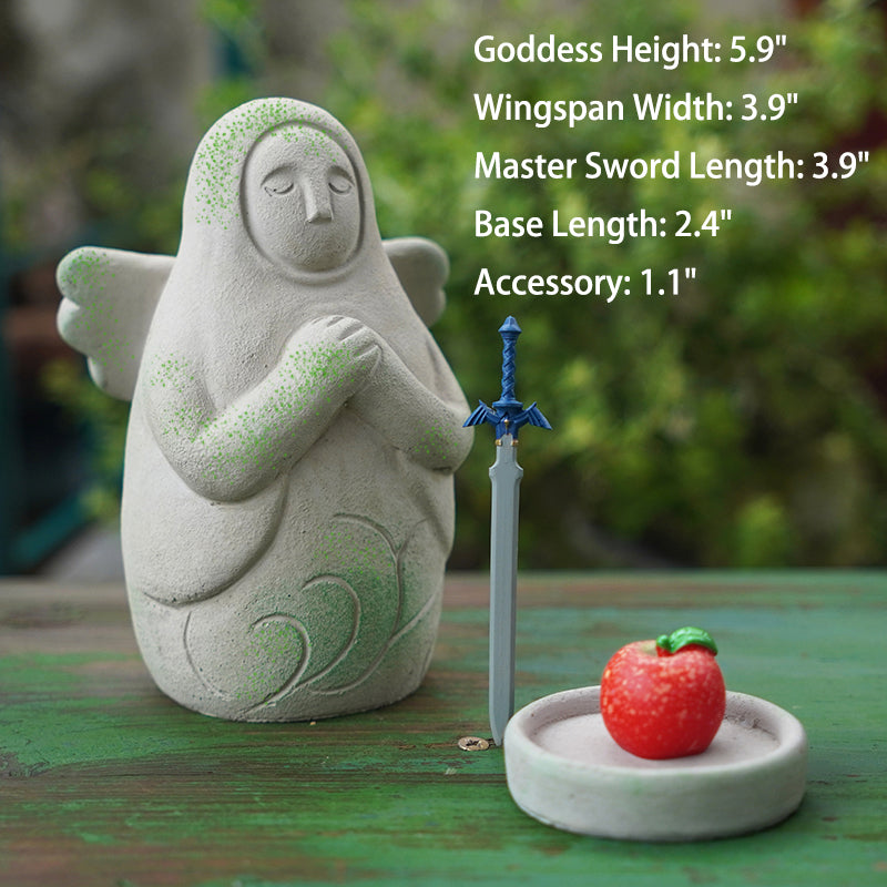 Legend of Zelda: Hylia Goddess Statue – Hand-Painted Cement Warrior Sculpture for Desk & Aquarium