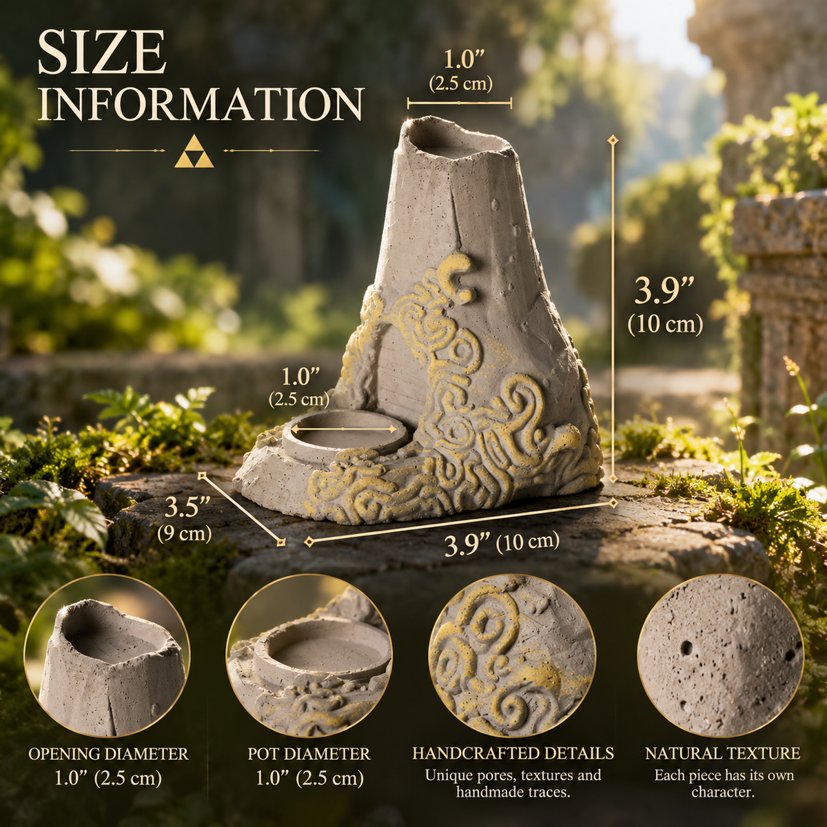 Handcrafted Hyrule Temple Statue – Zelda-Inspired Fantasy Decor, Handmade Ring Holder, Reptile Feeding Dish & Garden Ornament