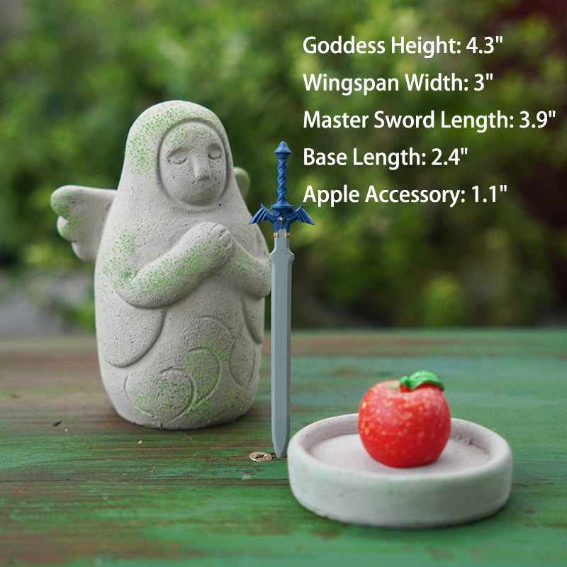 Legend of Zelda: Hylia Goddess Statue – Hand-Painted Cement Warrior Sculpture for Desk & Aquarium